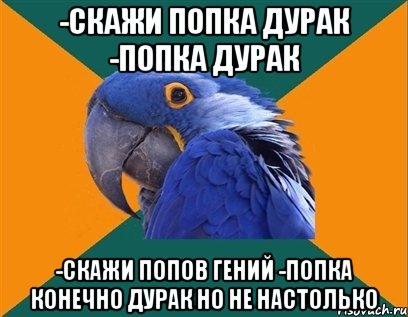 -скажи попка дурак -попка дурак -скажи попов гений -попка конечно дурак но не настолько, Мем Попугай параноик