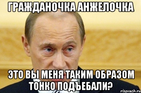 гражданочка анжелочка это вы меня таким образом тонко подъебали?, Мем путин