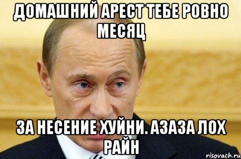 домашний арест тебе ровно месяц за несение хуйни. азаза лох райн, Мем путин