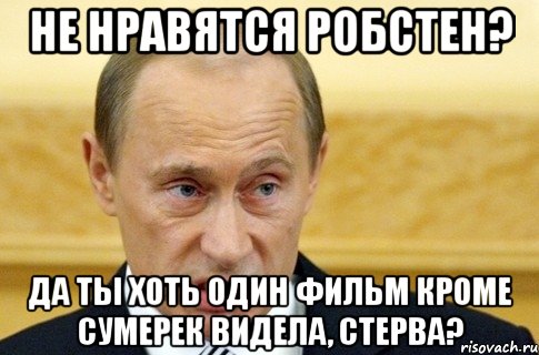 не нравятся робстен? да ты хоть один фильм кроме сумерек видела, стерва?, Мем путин