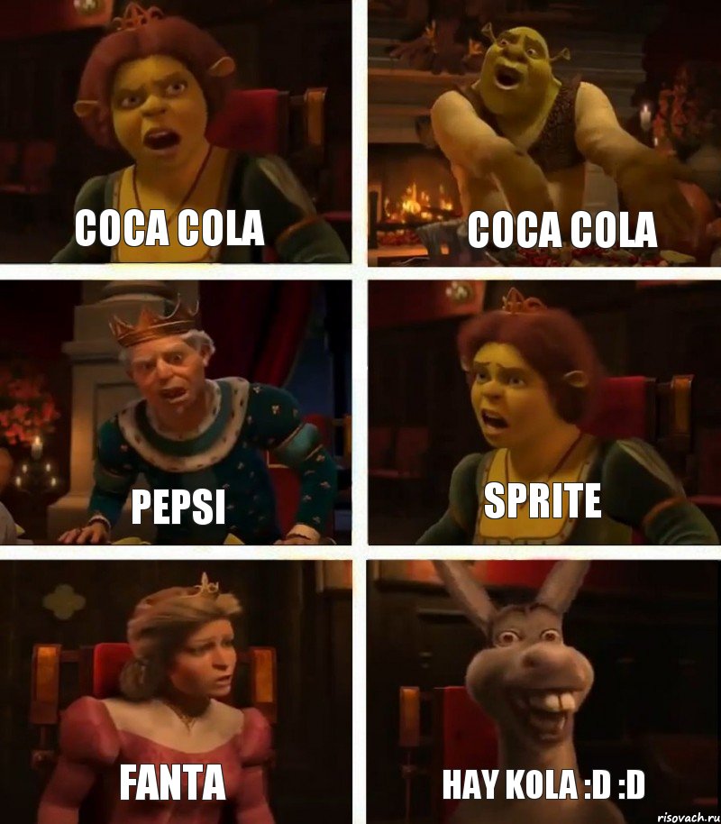 Coca Cola Pepsi Fanta Coca Cola Sprite Hay Kola :D :D, Комикс  Шрек Фиона Гарольд Осел