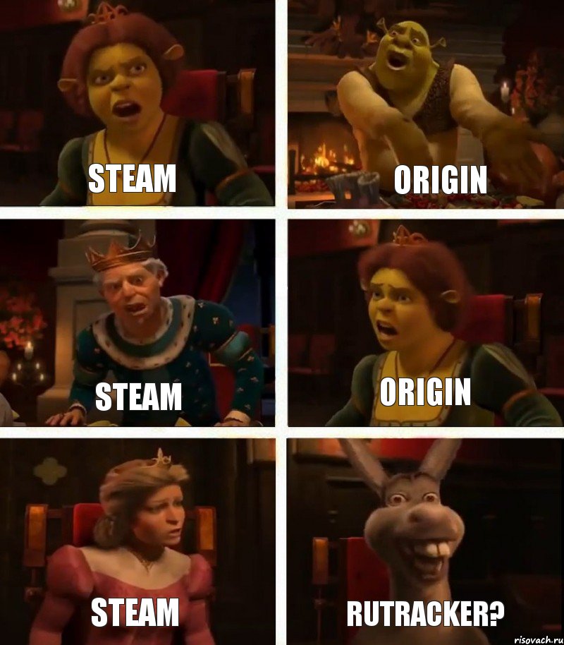 Steam Steam Steam Origin Origin RuTracker?, Комикс  Шрек Фиона Гарольд Осел