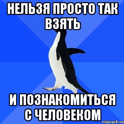 нельзя просто так взять и познакомиться с человеком, Мем  Социально-неуклюжий пингвин