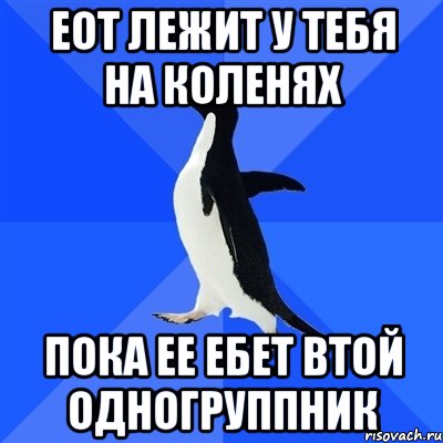 еот лежит у тебя на коленях пока ее ебет втой одногруппник, Мем  Социально-неуклюжий пингвин