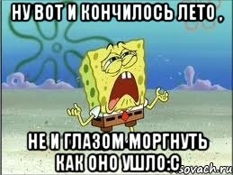 ну вот и кончилось лето , не и глазом моргнуть как оно ушло:с, Мем Спанч Боб плачет