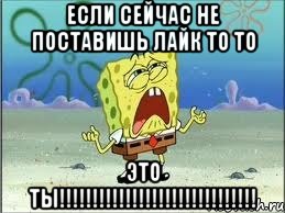 если сейчас не поставишь лайк то то это ты!!!, Мем Спанч Боб плачет