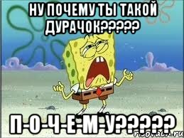 ну почему ты такой дурачок??? п-о-ч-е-м-у???, Мем Спанч Боб плачет