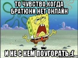 то чувство,когда братюни нет онлайн и не с кем поугорать :(