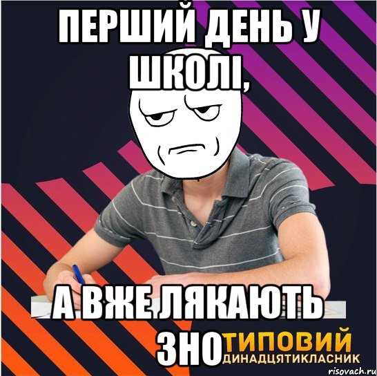 перший день у школі, а вже лякають зно, Мем Типовий одинадцятикласник