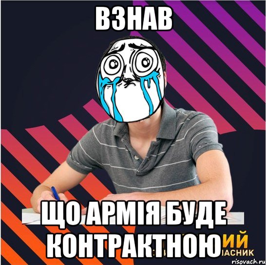 взнав що армія буде контрактною, Мем Типовий одинадцятикласник