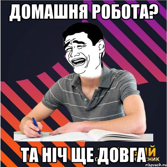 домашня робота? та ніч ще довга, Мем Типовий одинадцятикласник