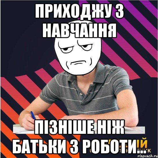 приходжу з навчання пізніше ніж батьки з роботи...