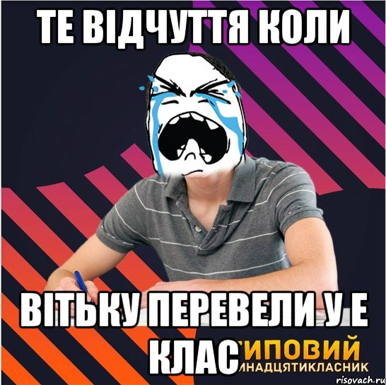 те відчуття коли вітьку перевели у е клас, Мем Типовий одинадцятикласник