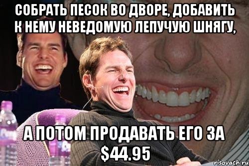 собрать песок во дворе, добавить к нему неведомую лепучую шнягу, а потом продавать его за $44.95, Мем том круз