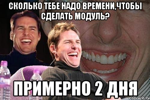 сколько тебе надо времени,чтобы сделать модуль? примерно 2 дня, Мем том круз