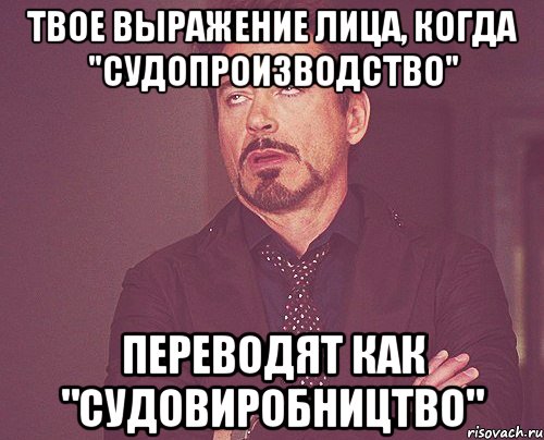 твое выражение лица, когда "судопроизводство" переводят как "судовиробництво", Мем твое выражение лица