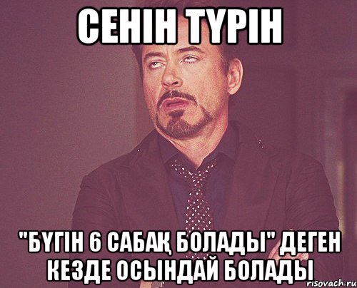 сенін түрін "бүгін 6 сабақ болады" деген кезде осындай болады, Мем твое выражение лица