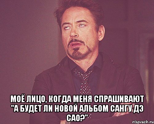  моё лицо, когда меня спрашивают "а будет ли новой альбом сангу дэ сао?", Мем твое выражение лица