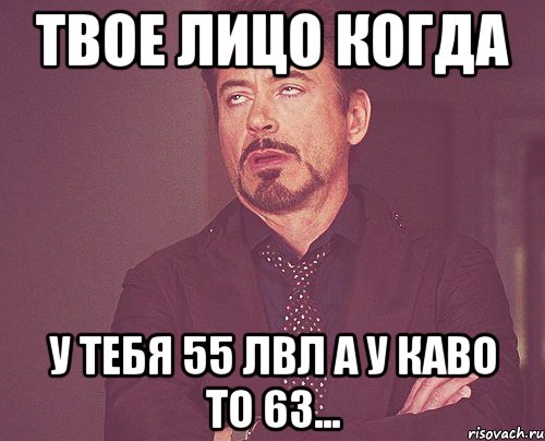 твое лицо когда у тебя 55 лвл а у каво то 63..., Мем твое выражение лица