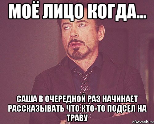 моё лицо когда... саша в очередной раз начинает рассказывать что кто-то подсел на траву, Мем твое выражение лица