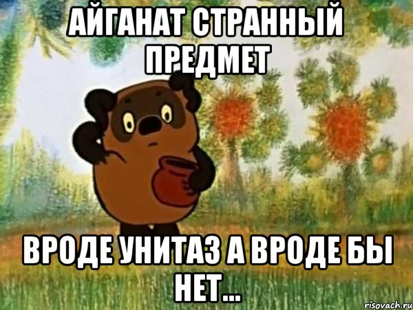 айганат странный предмет вроде унитаз а вроде бы нет..., Мем Винни пух чешет затылок