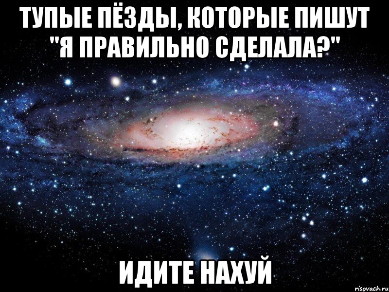 тупые пёзды, которые пишут "я правильно сделала?" идите нахуй, Мем Вселенная