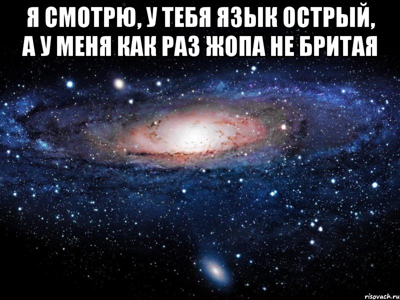 я смотрю, у тебя язык острый, а у меня как раз жопа не бритая , Мем Вселенная