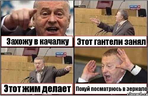 Захожу в качалку Этот гантели занял Этот жим делает Похуй посматрюсь в зеркало, Комикс жиреновский