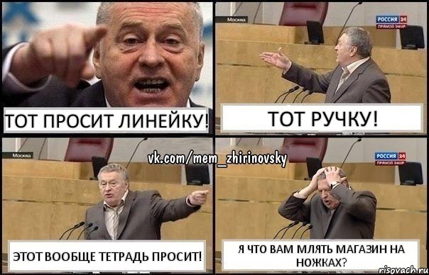 Тот просит линейку! Тот ручку! Этот вообще тетрадь просит! Я что вам млять магазин на ножках?, Комикс Жирик