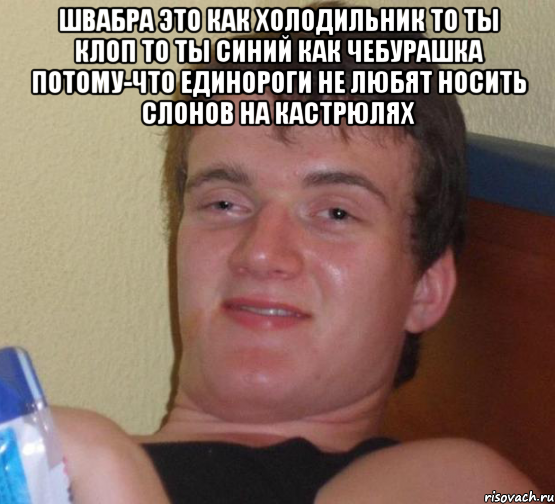 швабра это как холодильник то ты клоп то ты синий как чебурашка потому-что единороги не любят носить слонов на кастрюлях , Мем 10 guy (Stoner Stanley really high guy укуренный парень)