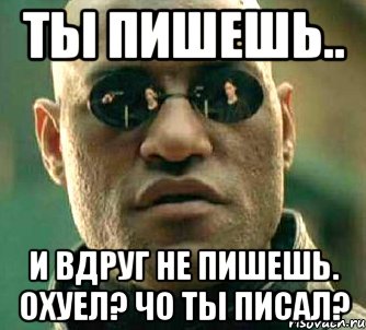 ты пишешь.. и вдруг не пишешь. охуел? чо ты писал?, Мем  а что если я скажу тебе