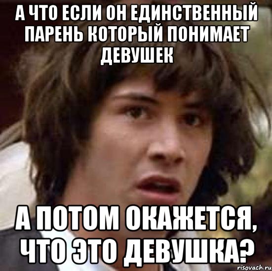 а что если он единственный парень который понимает девушек а потом окажется, что это девушка?, Мем А что если (Киану Ривз)