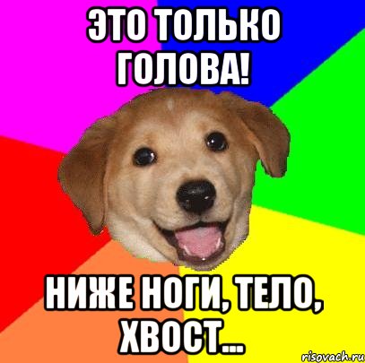 это только голова! ниже ноги, тело, хвост..., Мем Advice Dog