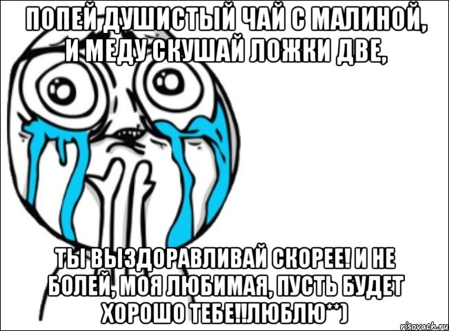 попей душистый чай с малиной, и меду скушай ложки две, ты выздоравливай скорее! и не болей, моя любимая, пусть будет хорошо тебе!!люблю**), Мем Это самый