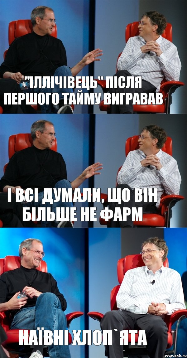 "Іллічівець" після першого тайму вигравав І всі думали, що він більше не фарм Наївні хлоп`ята, Комикс Стив Джобс и Билл Гейтс (3 зоны)