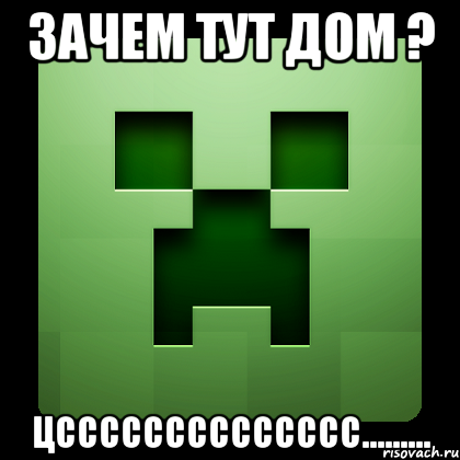 зачем тут дом ? цсссссссссссссс........., Мем Creeper