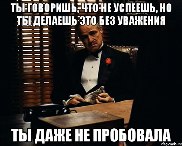 ты говоришь, что не успеешь, но ты делаешь это без уважения ты даже не пробовала, Мем Дон Вито Корлеоне