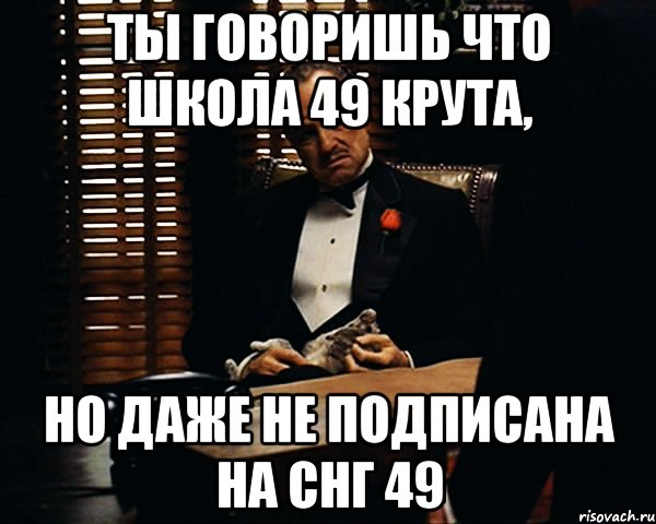 ты говоришь что школа 49 крута, но даже не подписана на снг 49, Мем Дон Вито Корлеоне