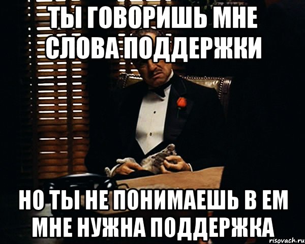 ты говоришь мне слова поддержки но ты не понимаешь в ем мне нужна поддержка, Мем Дон Вито Корлеоне