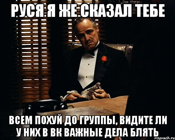 руся я же сказал тебе всем похуй до группы, видите ли у них в вк важные дела блять, Мем Дон Вито Корлеоне