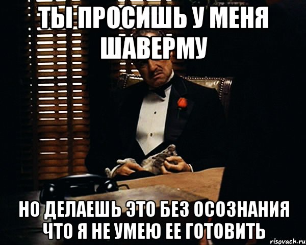 ты просишь у меня шаверму но делаешь это без осознания что я не умею ее готовить, Мем Дон Вито Корлеоне