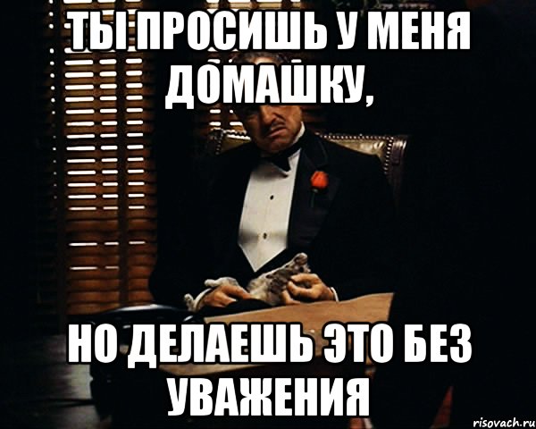 ты просишь у меня домашку, но делаешь это без уважения, Мем Дон Вито Корлеоне