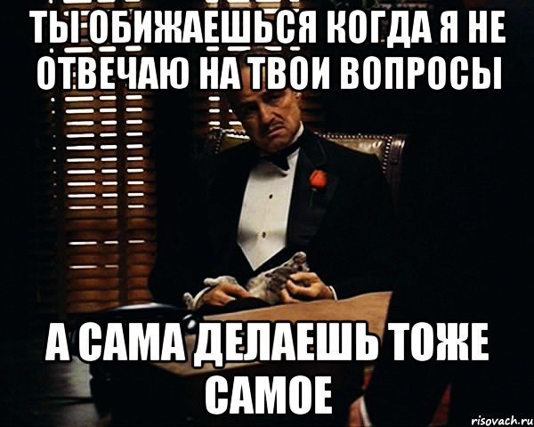 ты обижаешься когда я не отвечаю на твои вопросы а сама делаешь тоже самое, Мем Дон Вито Корлеоне