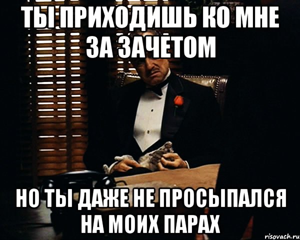 ты приходишь ко мне за зачетом но ты даже не просыпался на моих парах, Мем Дон Вито Корлеоне