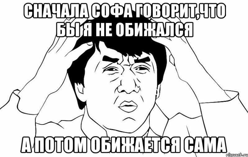 сначала софа говорит,что бы я не обижался а потом обижается сама, Мем ДЖЕКИ ЧАН