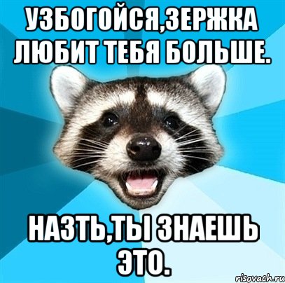 узбогойся,зержка любит тебя больше. назть,ты знаешь это., Мем Енот-Каламбурист