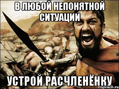 в любой непонятной ситуации устрой расчленёнку, Мем Это Спарта