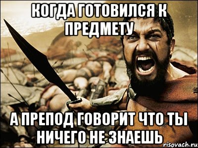 когда готовился к предмету а препод говорит что ты ничего не знаешь, Мем Это Спарта