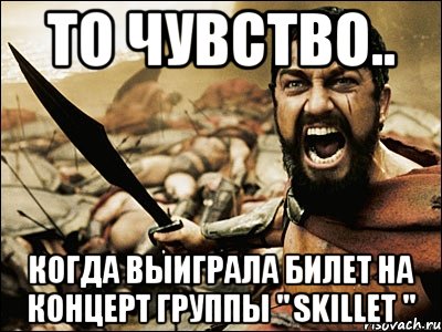 то чувство.. когда выиграла билет на концерт группы " skillet ", Мем Это Спарта