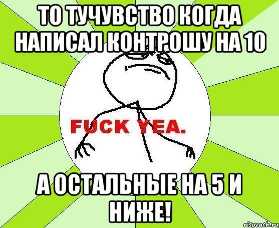 то тучувство когда написал контрошу на 10 а остальные на 5 и ниже!, Мем фак е